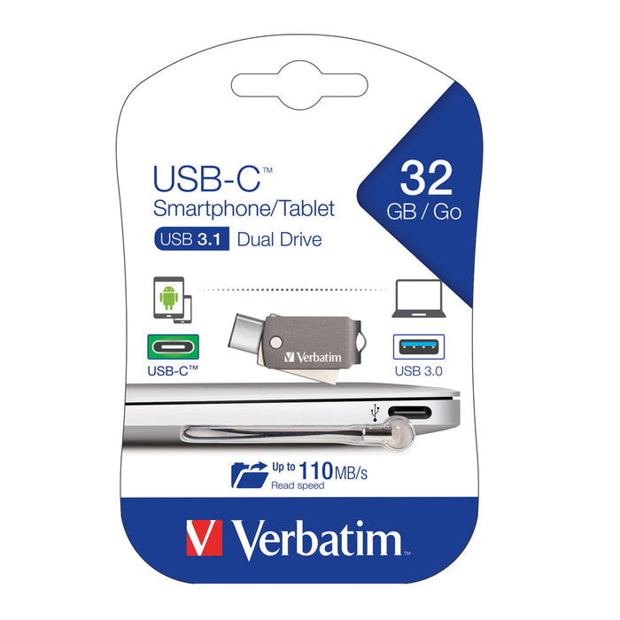 Verbatim On The Go Type C USB 3.1 Drive, 32GB AO65744