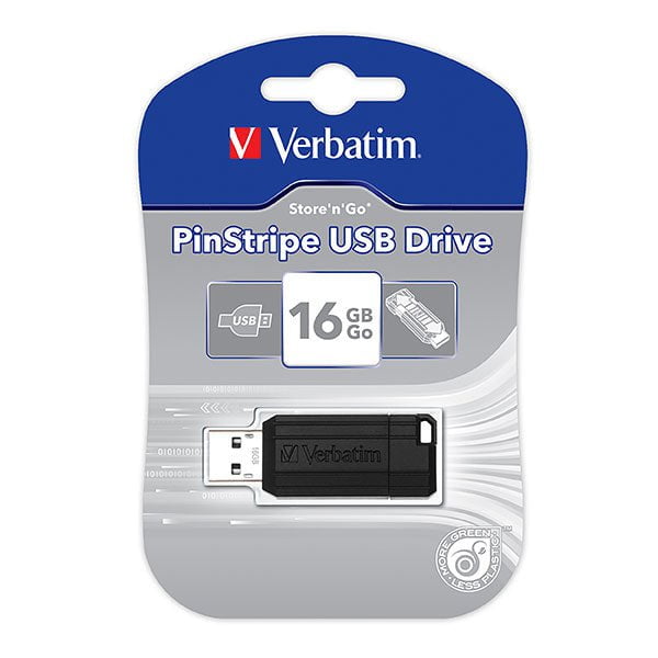 Verbatim Store'n'Go Pinstripe USB Flash Drive 16GB, Black AO49063