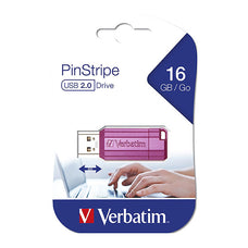 Verbatim Store'n'Go Pinstripe USB Flash Drive, 16GB, Pink AO49067A