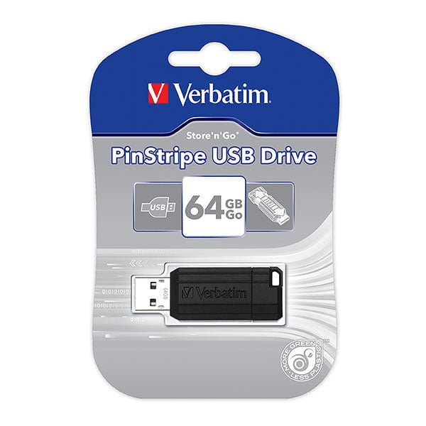 Verbatim Store'n'Go Pinstripe USB Flash Drive 64GB, Black AO49065