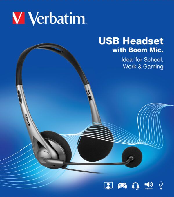 Verbatim USB-A Headset With Boom Mic AO66556