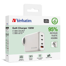 Verbatim USB Gan Charger 100w, 3C+1A, White AO66966