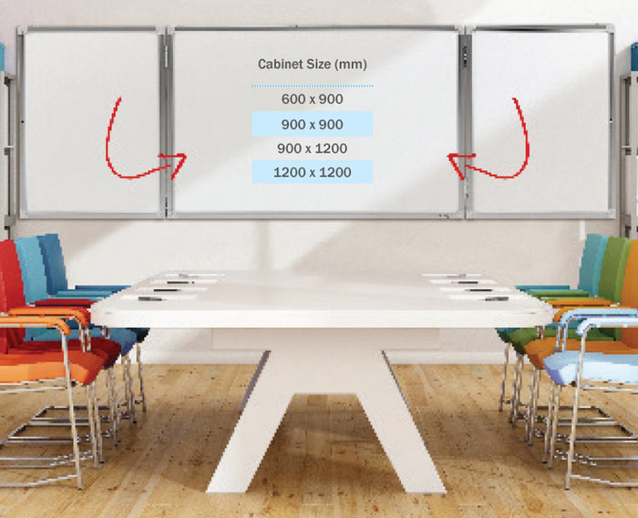 Wall Cabinet - Porcelain Whiteboard with Fabric Doors 900mm x 900mm BVDCCF0909