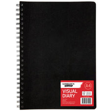 Warwick A4 Visual Diary, Spiral Bound, 100gsm, 50 Leaf, Black CX2827948