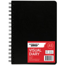 Warwick A5 Visual Diary, Spiral Bound, 100gsm, 50 Leaf, Black CX2828243