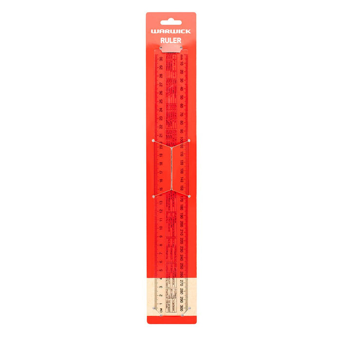 Warwick Clear Plastic Ruler, 300mm , Transparent CX117377