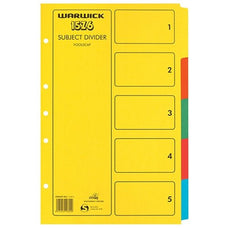 Warwick Foolscap Cardboard Indices 5 Tab CX114810