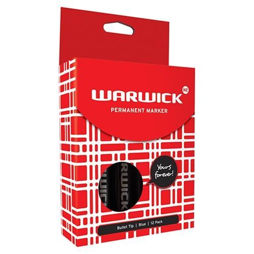 Warwick Permanent Marker Bullet Tip Blue x 12 CX117365