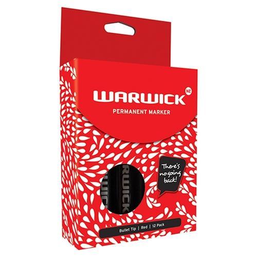 Warwick Permanent Marker Bullet Tip Red x 12 CX117366