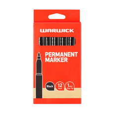 Warwick Permanent Marker Fine Black x 12 CX117362