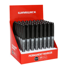 Warwick Permanent Marker, Fine Tip, Black, Pack of 48 CX11577478