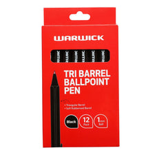 Warwick Tri Barrel Ballpoint Pen, 1.0mm Medium, Black, Pack of 12 CX12442119