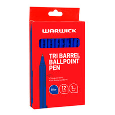 Warwick Triangular Barrel Ballpoint Pen, Medium 1.0mm, Blue, Pack of 12 CX2001837