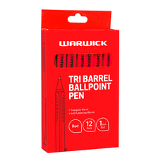 Warwick Triangular Barrel Ballpoint Pen, Medium 1.0mm, Red, Pack of 12 CX12025831