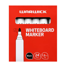 Warwick Whiteboard Marker, Bullet Tip, Black, Pack of 24 CX11577522