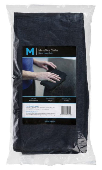 Wet & Dry Cleaning 300gsm Microfibre Cloth 400mm x 400mm x 50's pack - Black MPH33164