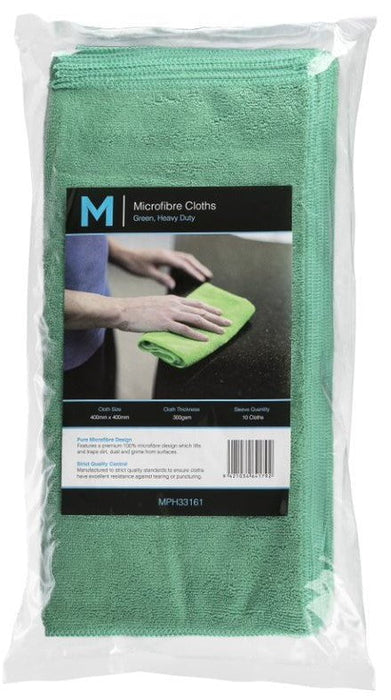 Wet & Dry Cleaning 300gsm Microfibre Cloth 400mm x 400mm x 50's pack - Green MPH33161