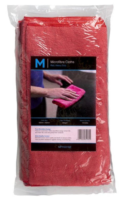 Wet & Dry Cleaning 300gsm Microfibre Cloth 400mm x 400mm x 50's pack - Red MPH33162