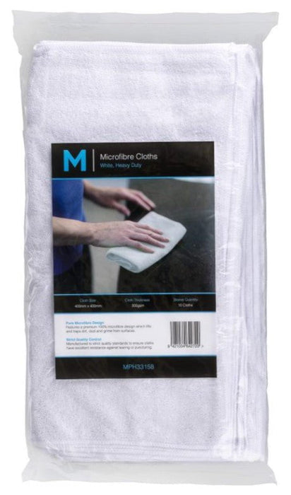 Wet & Dry Cleaning 300gsm Microfibre Cloth 400mm x 400mm x 50's pack - White MPH33158