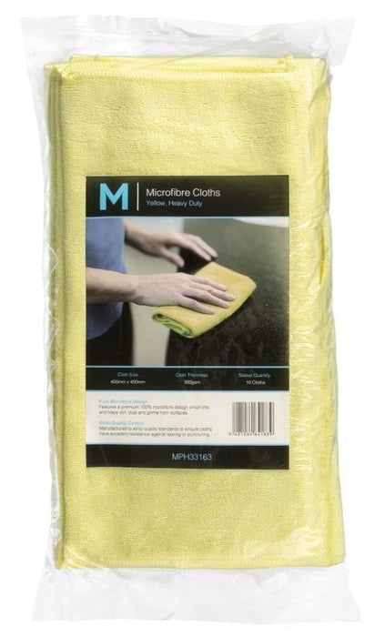 Wet & Dry Cleaning 300gsm Microfibre Cloth 400mm x 400mm x 50's pack - Yellow MPH33163