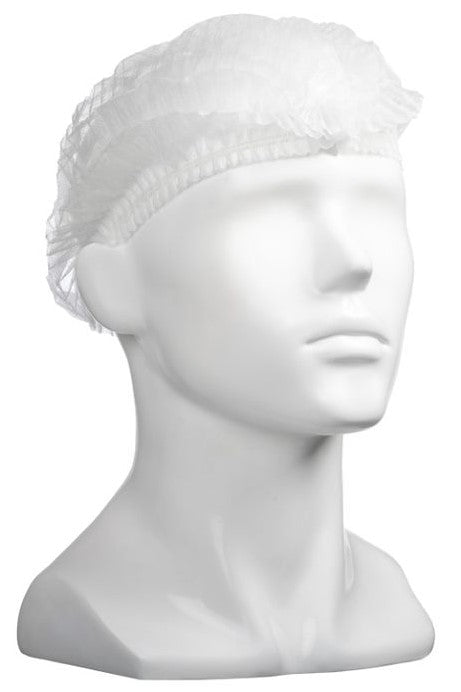White Polypropylene 12gsm Crimp Hats 530mm x 1000 pieces pack MPH30045
