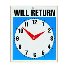Will Return Clock Sign 190 x 230mm AOP9382