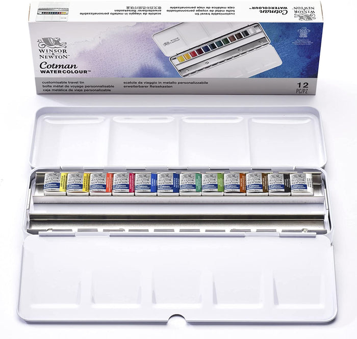 Winsor & Newton Cotman Watercolour Blue Box 12 Half Pans JA0276510