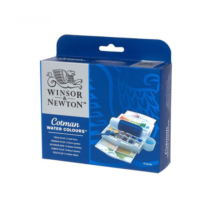 Winsor & Newton Cotman Watercolour Field Plus Set, 12 Half Pans JA0308870