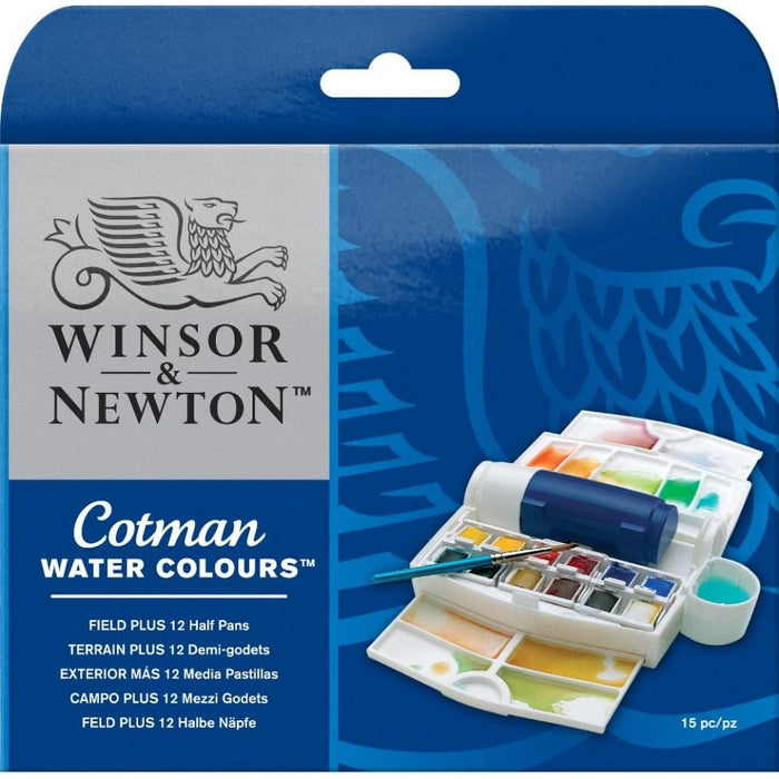 Winsor & Newton Cotman Watercolour Field Plus Set, 12 Half Pans JA0308870