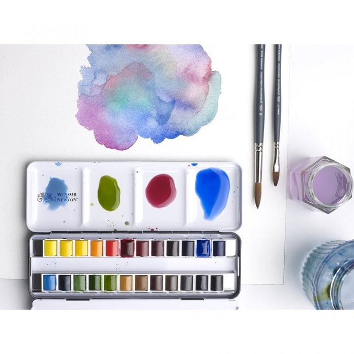 Winsor & Newton Professional Watercolour Complete Travel Tin, 24 Half Pans JA0084020