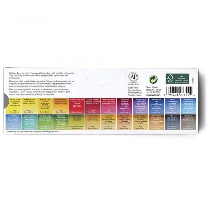 Winsor & Newton Professional Watercolour Complete Travel Tin, 24 Half Pans JA0084020