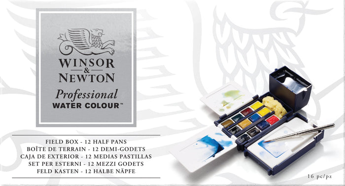 Winsor & Newton Professional Watercolour Field Pocket Box Set, 12 Half Pans JA0179451
