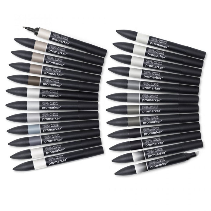 Winsor & Newton Promarker  Black & Grey Wallet 24 Set, Includes Canvas Bag JA0023280