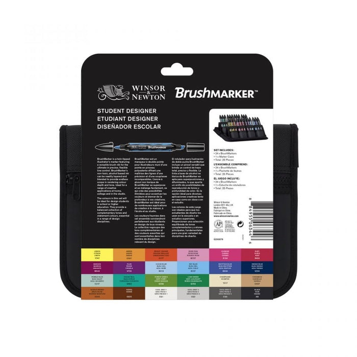 Winsor & Newton Promarker Brush 24 Student Designer Set, Includes Canvas Bag JA0064090