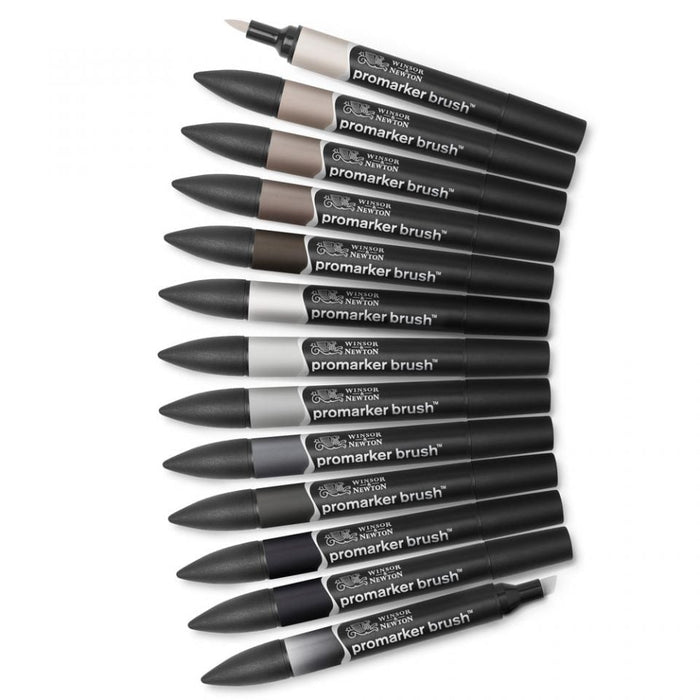 Winsor & Newton Promarker Brush Greys 12 Set JA0416440