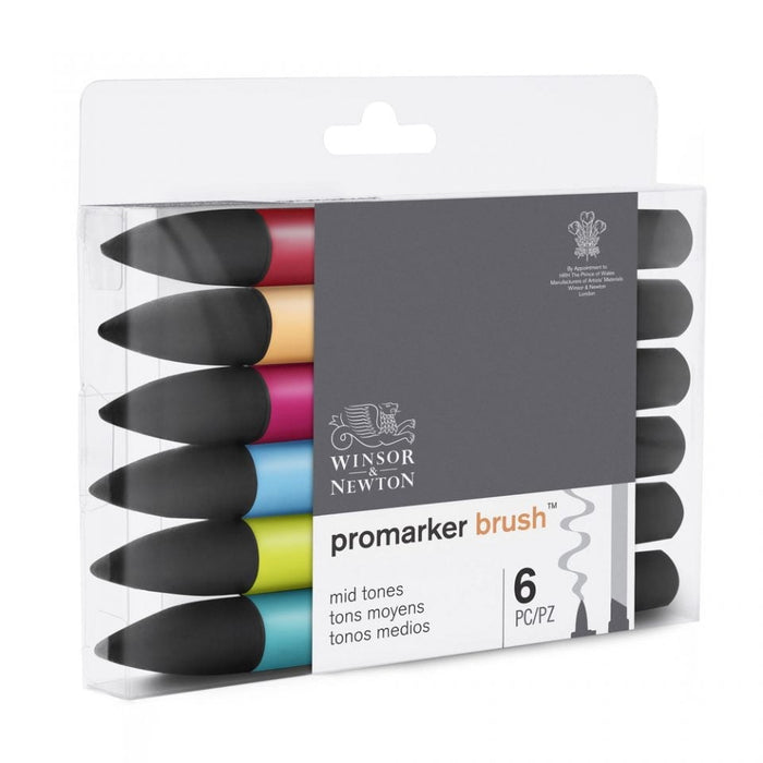 Winsor & Newton Promarker Brush Mid Tones 6 Set JA0416460