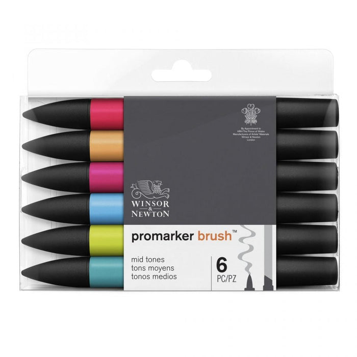 Winsor & Newton Promarker Brush Mid Tones 6 Set JA0416460