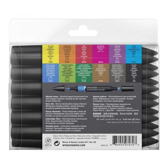 Winsor & Newton Promarker Brush Vibrant 12 Set JA0416450
