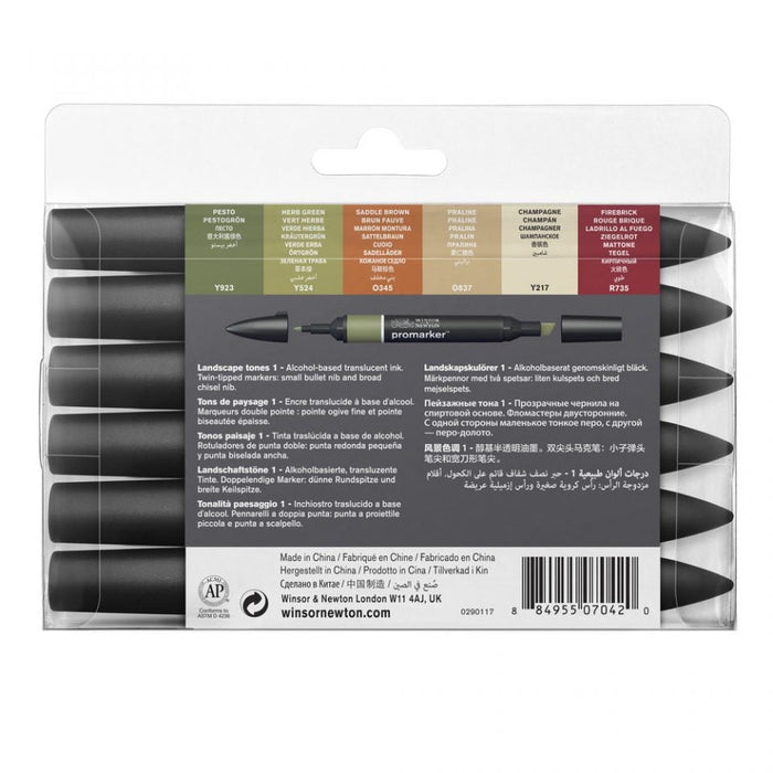 Winsor & Newton Promarker Landscape Tones No. 1 6 Set, Paint Markers JA0042210