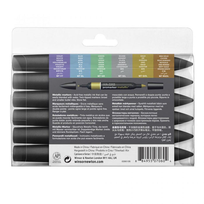 Winsor & Newton Promarker Metallic 6 Set, Paint Markers JA0416520