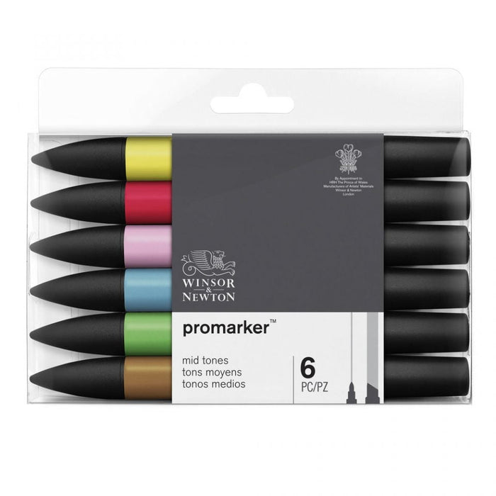 Winsor & Newton Promarker Mid Tones 6 Set, Paint Markers JA0416400