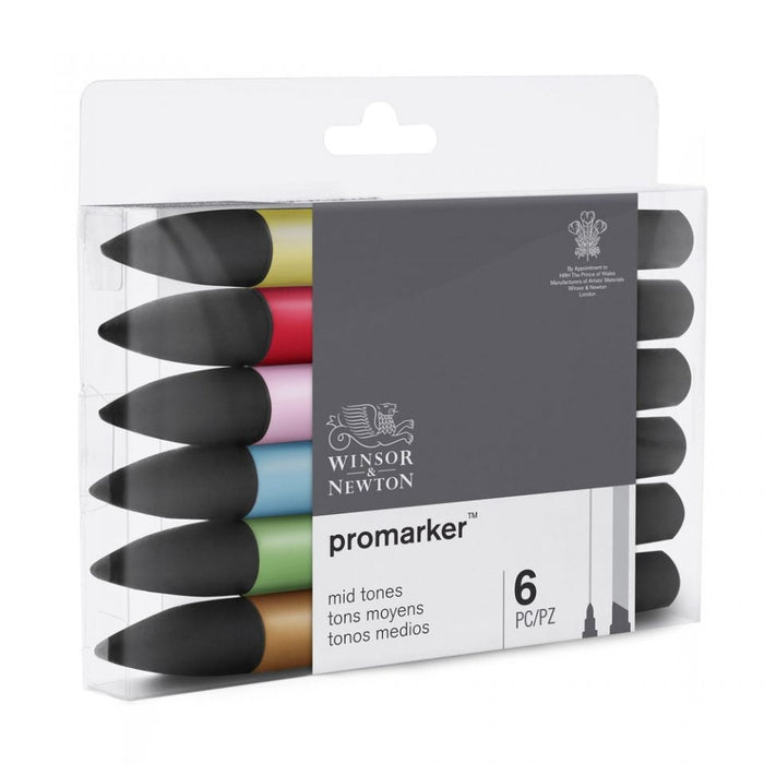 Winsor & Newton Promarker Mid Tones 6 Set, Paint Markers JA0416400