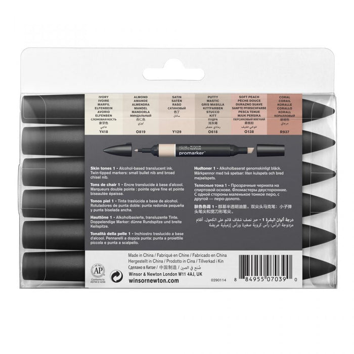 Winsor & Newton Promarker Skin Tones No. 1 6 Set, Paint Markers JA0416420