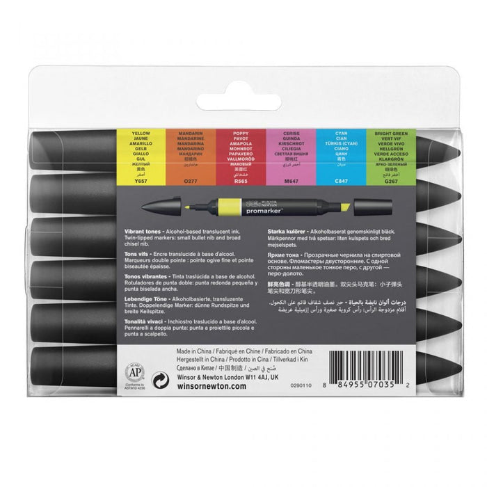 Winsor & Newton Promarker Vibrant Tones 6 Set, Paint Markers JA0416380