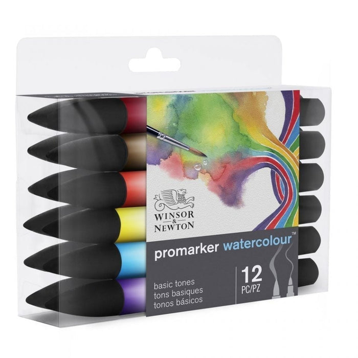 Winsor & Newton Promarker Watercolour 12 Basic Tones Set, Paint Markers JA0071900