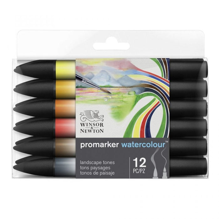 Winsor & Newton Promarker Watercolour 12 Landscape Tones Set, Paint Markers JA0071910