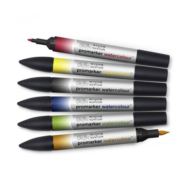 Winsor & Newton Promarker Watercolour 6 Basic Tones Set, Paint Markers JA0067610