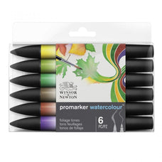 Winsor & Newton Promarker Watercolour 6 Foliage Tones Set, Paint Markers JA0067630