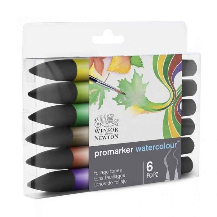 Winsor & Newton Promarker Watercolour 6 Foliage Tones Set, Paint Markers JA0067630