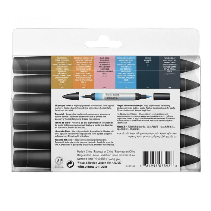Winsor & Newton Promarker Watercolour 6 Sky Tones Set, Paint Markers JA0067640